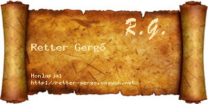 Retter Gergő névjegykártya